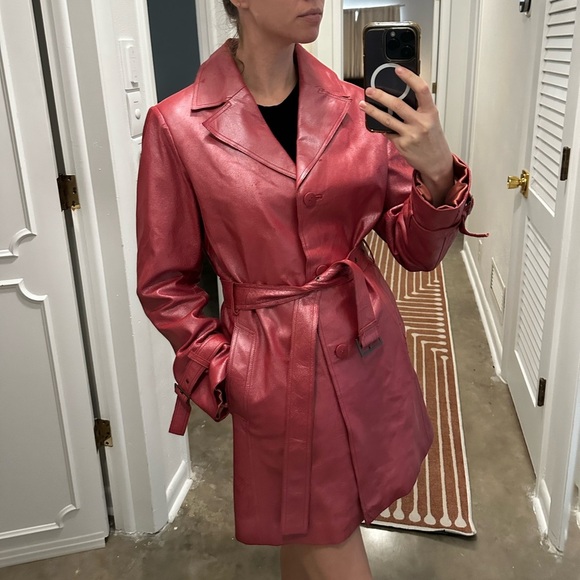 Vintage Red Leather Coat - Picture 12 of 16